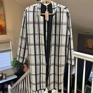 NET Philosophy Monochrome Plaid Duster Jacket  Size 3X